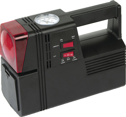 Kwadratowy czarny plastikowy kompresor do opon samochodowych 3 w 1 czarno-czerwony