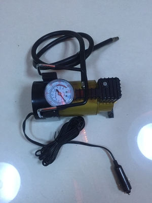 Srebrno-żółta pompa ciśnieniowa w oponach samochodowych, wysokowydajna sprężarka powietrza 12 V
