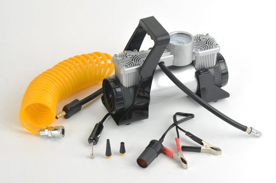 Silver / Black Metal 12v Heavy Duty Sprężarka powietrza z torbą bez światła