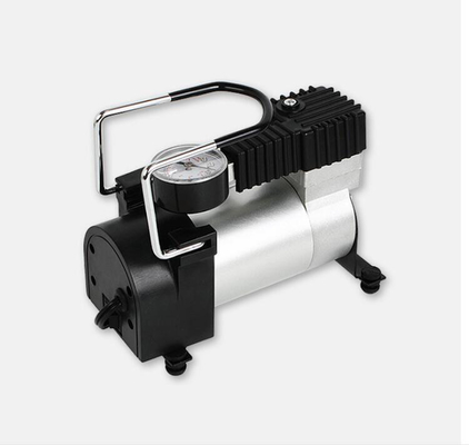 12v metalowa przenośna sprężarka powietrza do samochodu w kolorze czarnym srebrnym pojedynczym cylindrze